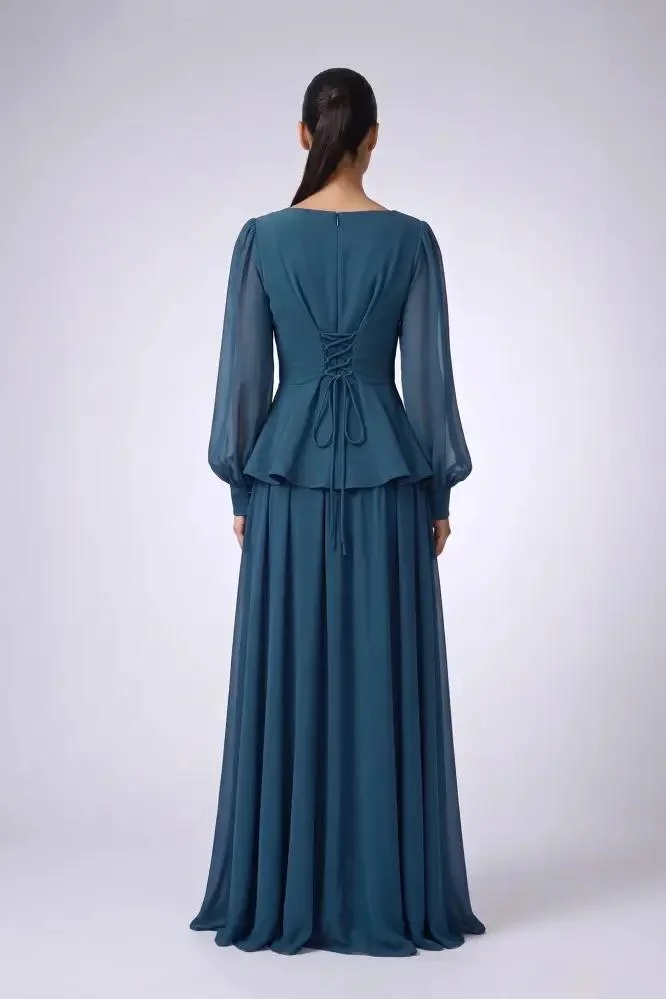 Opera Fashion Turquoise Evening Set with 3D Crystal Flowers