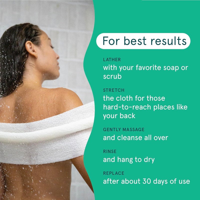 Clean Logic Body Exfoliating Cloth, Stretchy Organic Sustainable Cotton Exfoliator Bath and Shower Washcloths, Reusable Daily Skincare Tool, 3 Count - Image 4