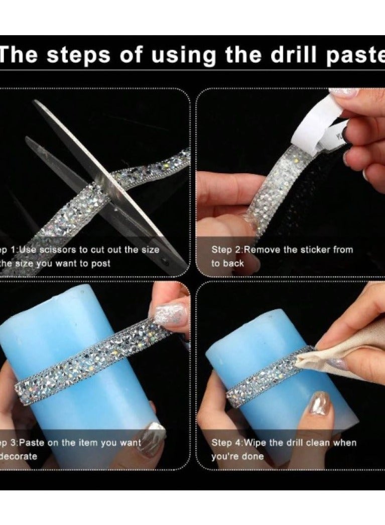 Self-Adhesive Crystal Rhinestone Diamond Ribbon for Embellishments and Decoration 1 Piece Length 92cm Width 1cm - Image 5