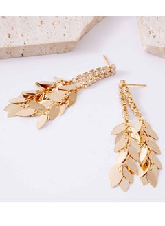 FASHION Double Row Diamond Leaf Pendant Earring Style Earrings  - Image 2