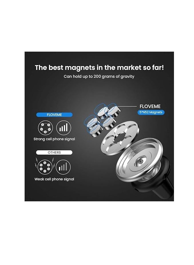 إف لاف مي حامل موبايل مغناطيسي للسيارة من فلوفمي، حامل موباسل للسيارة يثبت في فتحة تهوية، مغناطيسي يدور 360 درجة مناسب للايفون والهواتف الذكية الاخرى، 5 الواح معدنية - Image 2