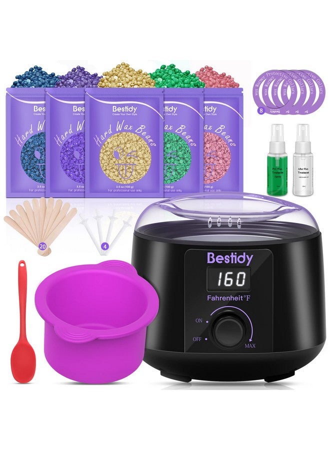 Bestidy Waxing Kit Wax Warmer, Bestidy Digital Wax Kit with Hard Wax Beads for Women and Men,for Whole Body Brazilian Bikini Legs Facial Eyebrow Armpit Hair Removal - Image 1