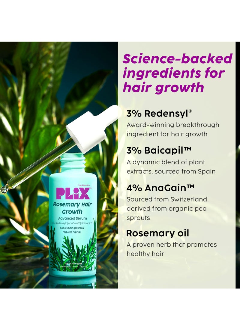 PLIX THE PLANT FIX - Rosemary Anti Hairfall Regime Combo 3% Redensyl Serum, Advanced Shampoo And Conditioner - Image 1