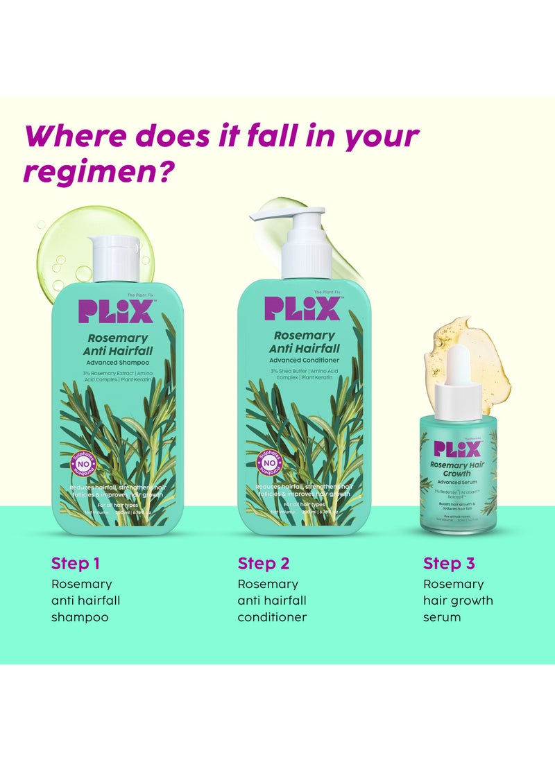 PLIX THE PLANT FIX - Rosemary Anti Hairfall Regime Combo 3% Redensyl Serum, Advanced Shampoo And Conditioner - Image 1