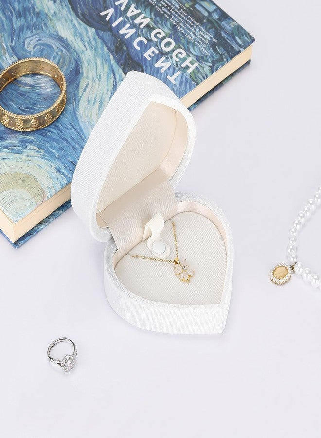 LETURE Heart-Shaped Velvet Pendant Necklace Gift Box, Jewelry Holder Box for Necklace Pendants Eerring Bracelet, Storage Display Case (White) - Image 5