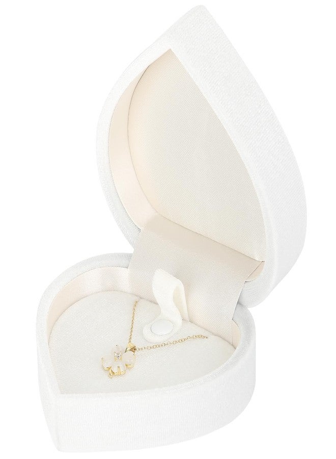 LETURE Heart-Shaped Velvet Pendant Necklace Gift Box, Jewelry Holder Box for Necklace Pendants Eerring Bracelet, Storage Display Case (White) - Image 1