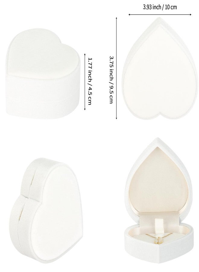 LETURE Heart-Shaped Velvet Pendant Necklace Gift Box, Jewelry Holder Box for Necklace Pendants Eerring Bracelet, Storage Display Case (White) - Image 2