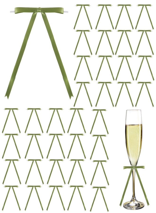 TONIFUL 50pcs Sage Satin Bows with Twist Tie 5 x 7 Inch Pretied Ribbon Bows for Wreath Tree Gift Wrapping Cakes Treat Bags DIY Crafts Party Favors Birthday Wedding Baby Shower Christmas Party Decor - Image 1