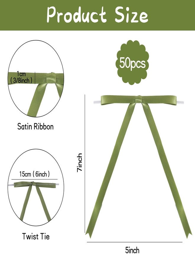 TONIFUL 50pcs Sage Satin Bows with Twist Tie 5 x 7 Inch Pretied Ribbon Bows for Wreath Tree Gift Wrapping Cakes Treat Bags DIY Crafts Party Favors Birthday Wedding Baby Shower Christmas Party Decor - Image 3