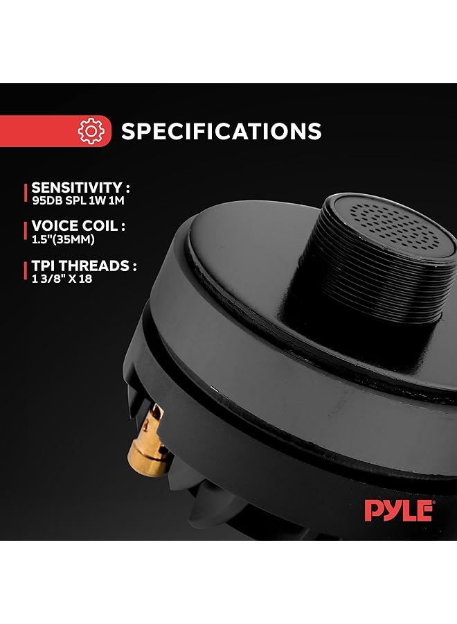 Pyle 1.5 Inch Tweeter Horn Driver - 500 Watt Peak Power/250 Watt Rms Audio Speaker Tweeter System W/Flat Aluminum Voice Coil, 1.5K-20 Khz Frequency, 95 Db, 8Ohm - Pds122, Black - Image 5