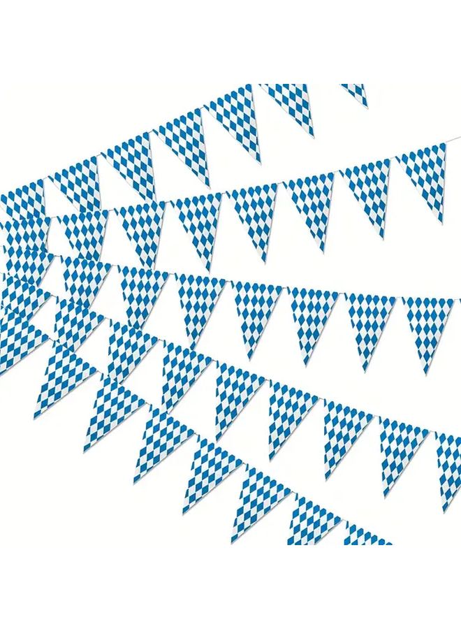 Blue And White 20 Sided Bavarian Checkered Flag Oktoberfest Party Decorations - Image 3
