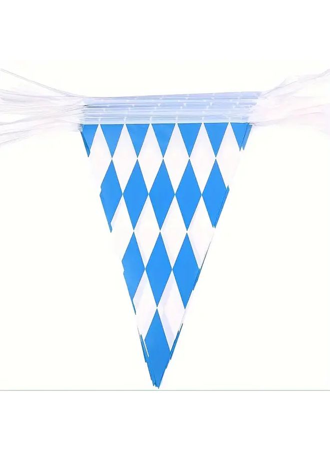 Blue And White 20 Sided Bavarian Checkered Flag Oktoberfest Party Decorations - Image 1