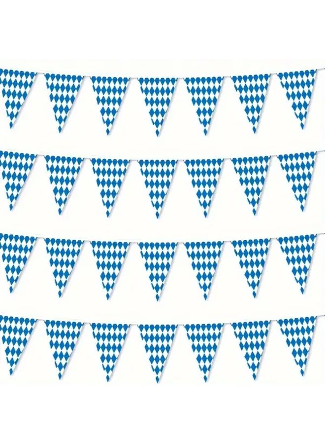 Blue And White 20 Sided Bavarian Checkered Flag Oktoberfest Party Decorations - Image 4