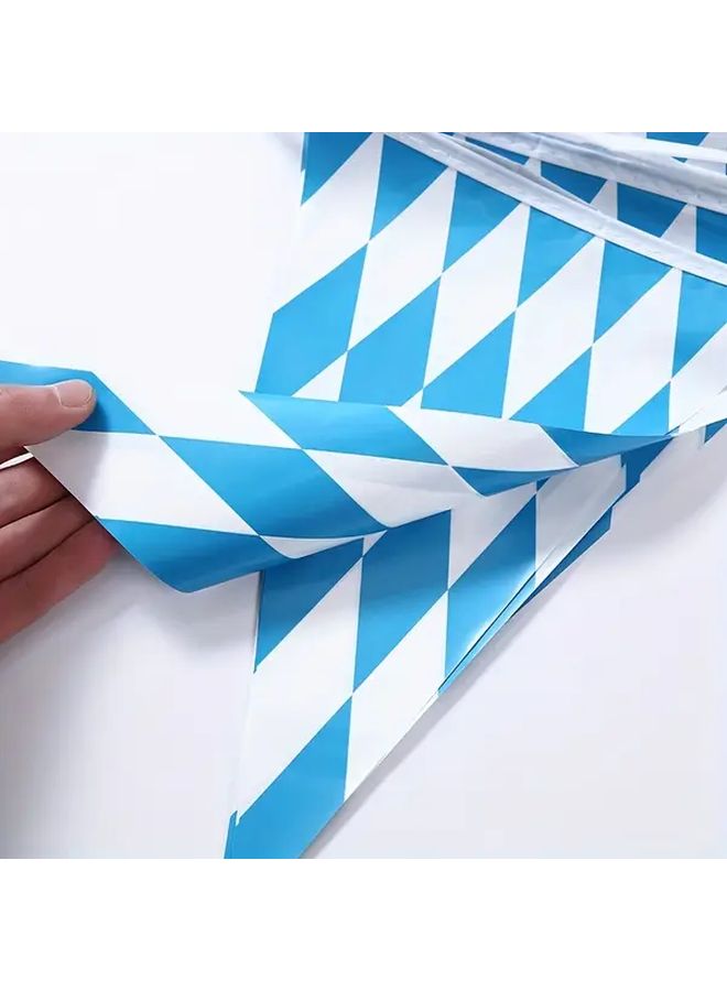 Blue And White 20 Sided Bavarian Checkered Flag Oktoberfest Party Decorations - Image 5
