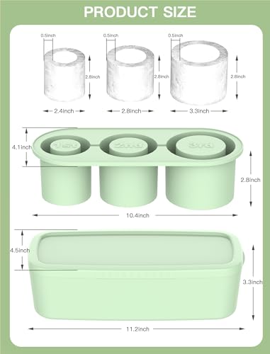 Ukulork Ice Cube Tray for Tumbler Cup 30Oz-40Oz, 3 Pcs Silicone Cylinder Ice Mold with Lid and Bin for Freezer, Easy Fill and Release Ice Maker for Whiskey, Cocktail BPA-Free - Image 3