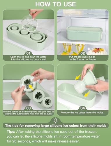 Ukulork Ice Cube Tray for Tumbler Cup 30Oz-40Oz, 3 Pcs Silicone Cylinder Ice Mold with Lid and Bin for Freezer, Easy Fill and Release Ice Maker for Whiskey, Cocktail BPA-Free - Image 4