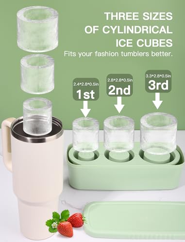 Ukulork Ice Cube Tray for Tumbler Cup 30Oz-40Oz, 3 Pcs Silicone Cylinder Ice Mold with Lid and Bin for Freezer, Easy Fill and Release Ice Maker for Whiskey, Cocktail BPA-Free - Image 2