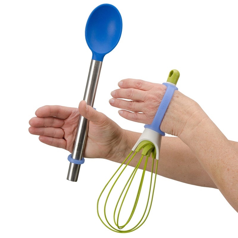 EazyHold Blue Silicone Universal Cuff, Assistive Hand Grip Holder for Special Needs, Cerebral Palsy, Handicap, Pediatric Mobility Daily Living Aid, Therapy Equipment with Adaptive Handles 2-Pack 5.25" - Image 5