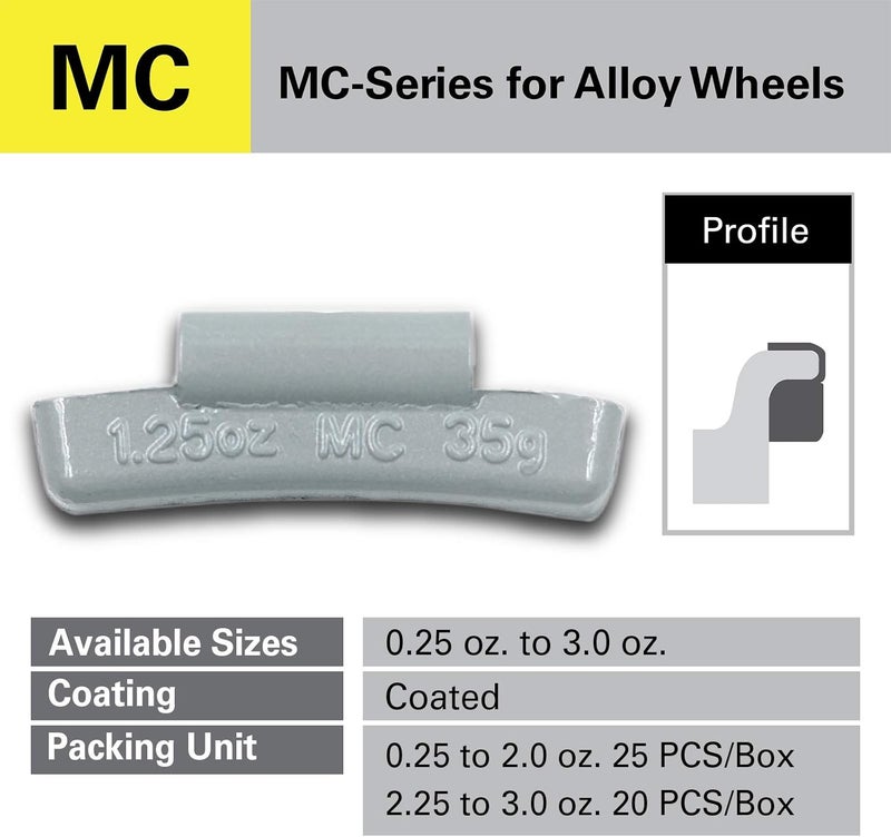 CKAuto MC-Series Coated 2.25oz Lead Clip on Wheel Weights, 20Pcs/Box - Image 2