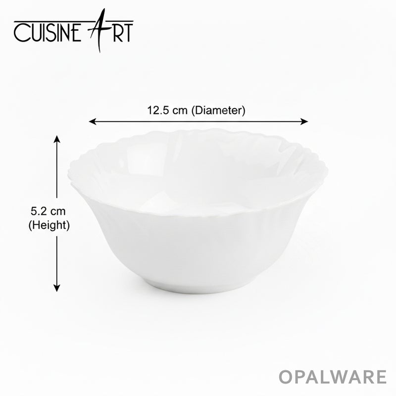 Cuisine Art وعاء حساء زجاجي أوبال من كوزين آرت 12.5 سم، 320 مل أبيض | وعاء تقديم خفيف الوزن ومت耐 للسوائل للحساء والحبوب والسلطات والمعكرونة، وعاء قابل للتكديس للاستخدام في المنزل والمطبخ والمطاعم - Image 2