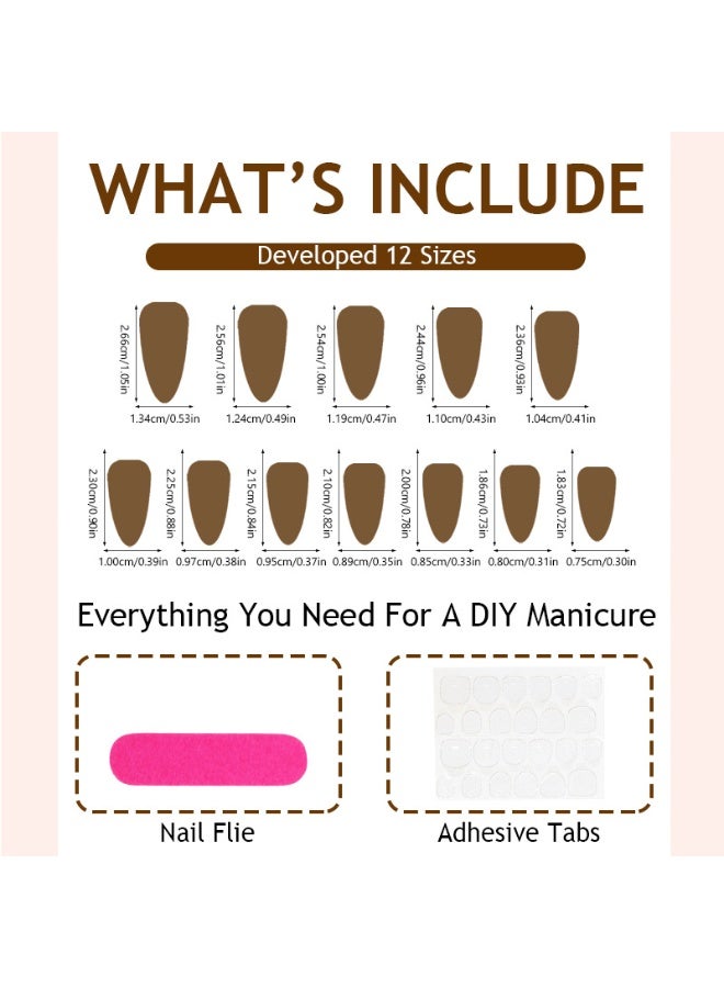 Leopard Print Press on Nails Nude Medium Fake French Nails Tips Full Cover Almond False Nails for Women 24PCS - Image 2