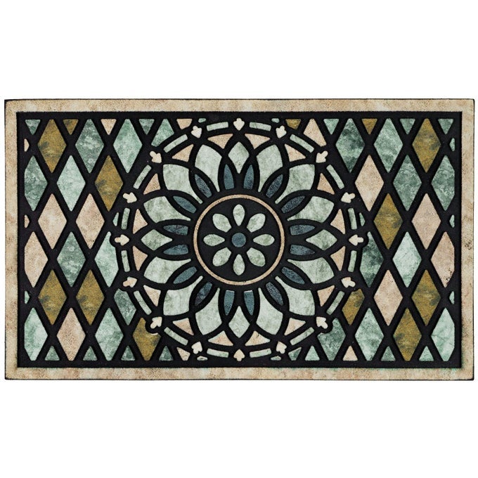 WELCOME DOOR MAT 24 X 36 INCH FRONT DOORMAT OUTDOORS FOR HOME ENTRANCE OUTDOORS MAT FOR OUTSIDE ENTRY WAY DOORMAT ENTRY RUGS HEAVY DUTY NON SLIP RUBBER BACK LOW PROFILE FLOWER