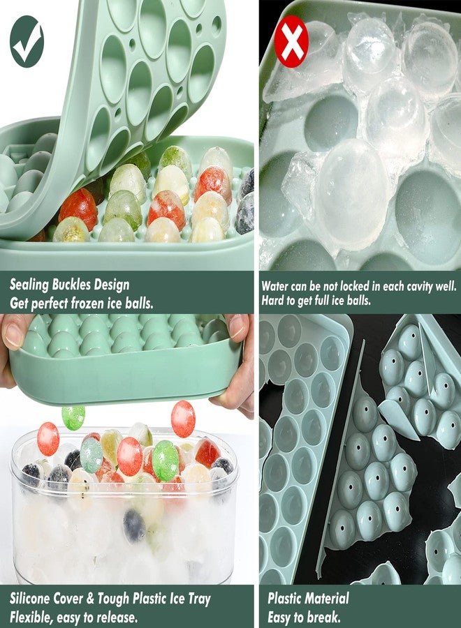 وي بيك قوالب مكعبات ثلج دائرية من السيليكون من ويبيك للفريزر مع غطاء وحاوية، عبوة من قطعتين + حاوية واحدة، سهلة الفك، لصنع كرات ثلج صغيرة، قالب مكعبات ثلج دائري للمشروبات والقهوة والشاي - Image 5