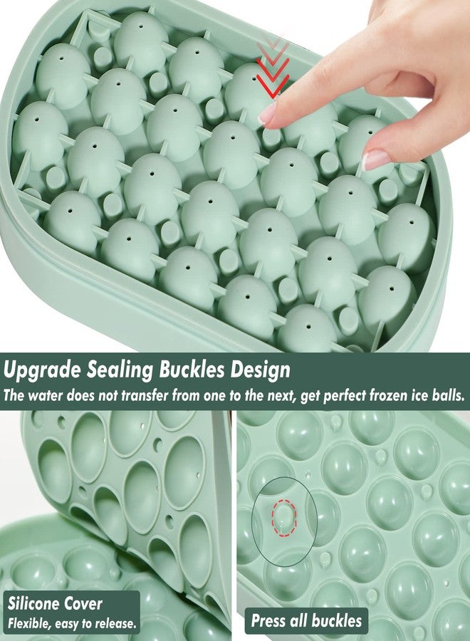 وي بيك قوالب مكعبات ثلج دائرية من السيليكون من ويبيك للفريزر مع غطاء وحاوية، عبوة من قطعتين + حاوية واحدة، سهلة الفك، لصنع كرات ثلج صغيرة، قالب مكعبات ثلج دائري للمشروبات والقهوة والشاي - Image 3