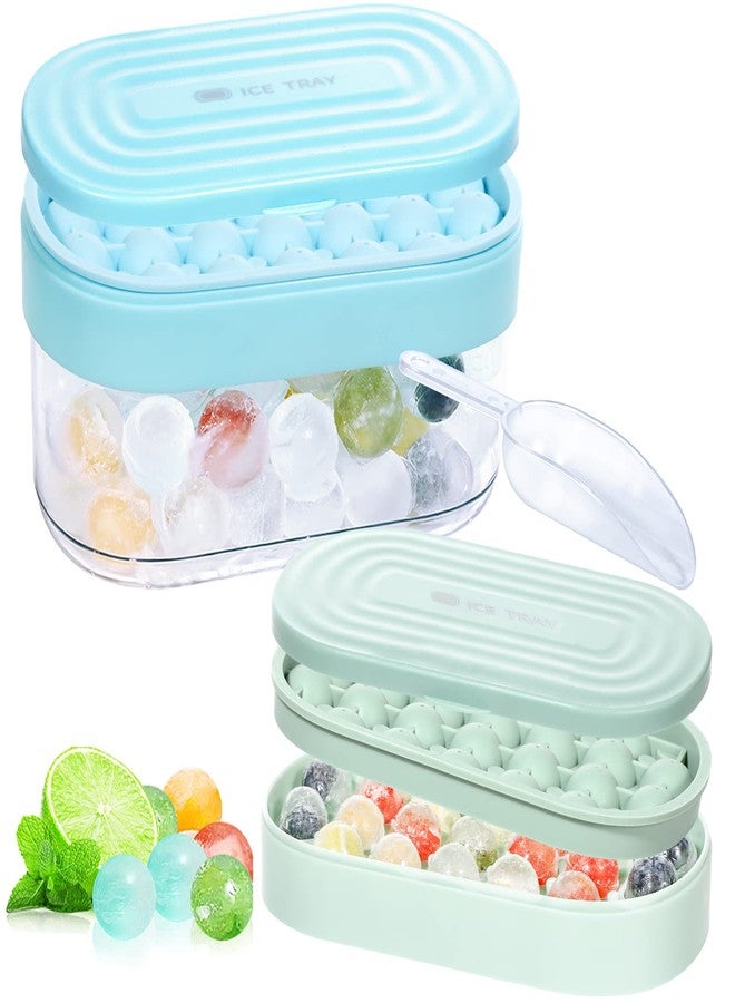وي بيك قوالب مكعبات ثلج دائرية من السيليكون من ويبيك للفريزر مع غطاء وحاوية، عبوة من قطعتين + حاوية واحدة، سهلة الفك، لصنع كرات ثلج صغيرة، قالب مكعبات ثلج دائري للمشروبات والقهوة والشاي - Image 1