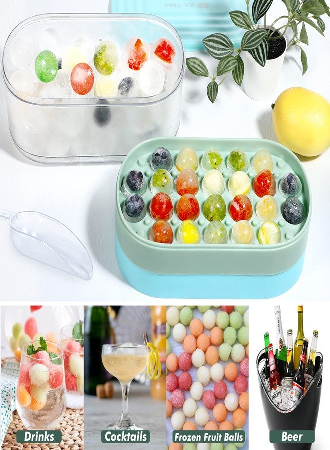 وي بيك قوالب مكعبات ثلج دائرية من السيليكون من ويبيك للفريزر مع غطاء وحاوية، عبوة من قطعتين + حاوية واحدة، سهلة الفك، لصنع كرات ثلج صغيرة، قالب مكعبات ثلج دائري للمشروبات والقهوة والشاي - Image 2