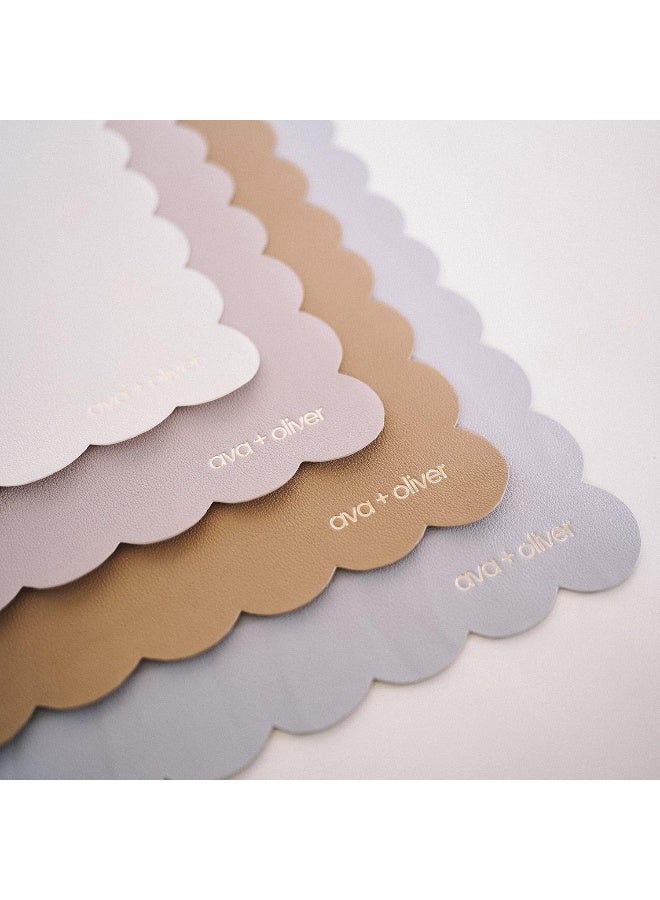 Ava + Oliver Vegan Leather Baby Changing Mat (16 X 30 in) - Multipurpose Wipeable and Portable Diaper Mat - Foldable for Travel (Tan Scallop) - Image 5
