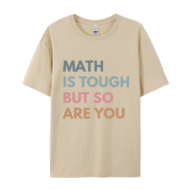 Cotton Code Math Is Tough But So Printed T-Shirt Ladies Short Sleeve - Image 5