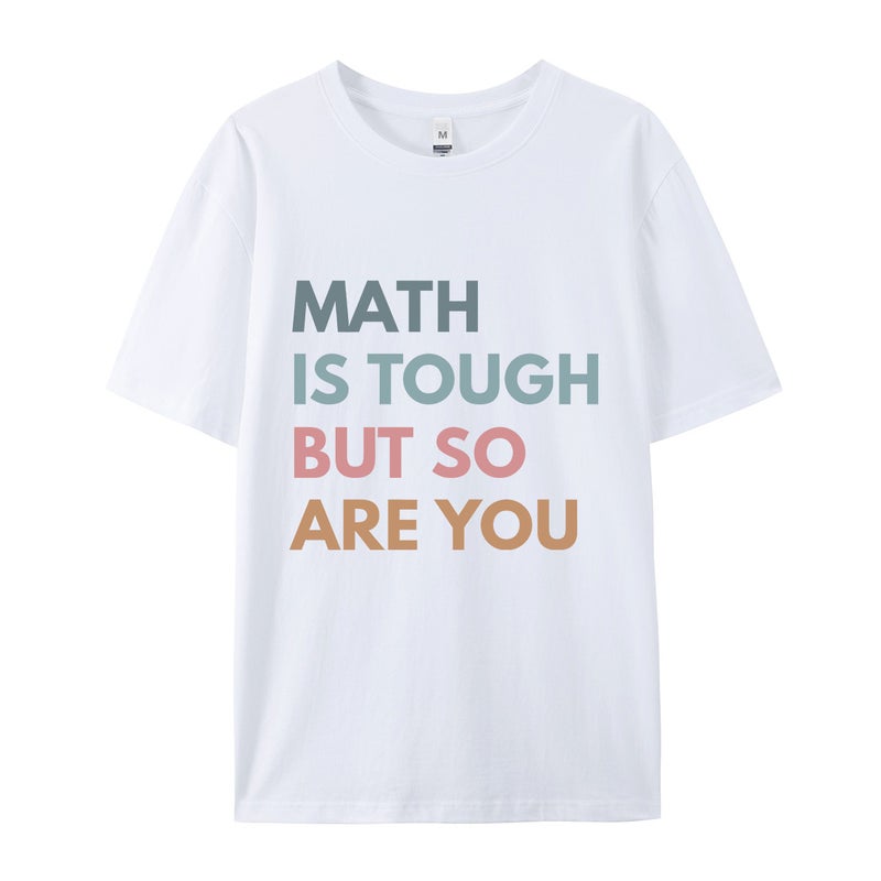 Cotton Code Math Is Tough But So Printed T-Shirt Ladies Short Sleeve - Image 3