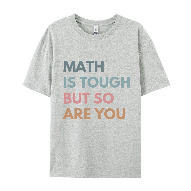 Cotton Code Math Is Tough But So Printed T-Shirt Ladies Short Sleeve - Image 4
