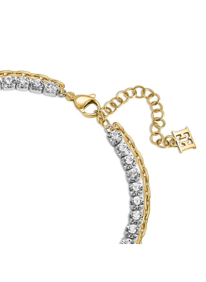 إسكادا عقد كريستال بلونين بشعار مطلي بالذهب - أناقة عصرية وكلاسيكية - Image 3