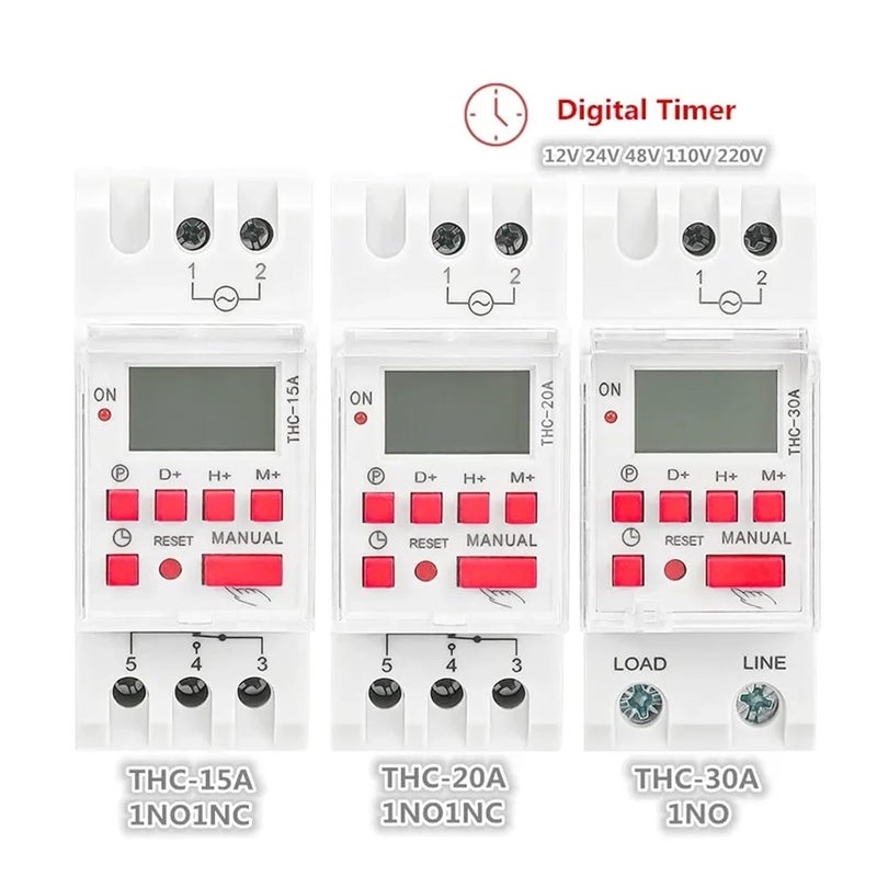 THC 30A أسبوعي قابل للبرمجة قضيب DIN شاشة LCD مؤقت رقمي مفتاح AC220V - Image 5