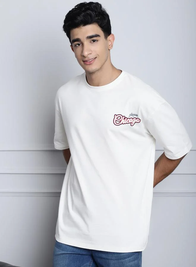 Take Two Men Off White Oversized Graphic Print T-Shirt