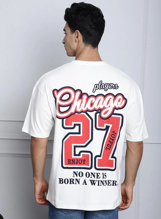 Take Two Men Off White Oversized Graphic Print T-Shirt