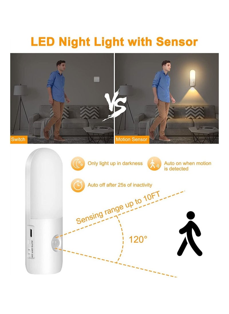 Y&D LED Night Lights Indoor Rechargeable Cordless Lamp with Motion Sensor & 3 Color Temperature Dimming Torch Mode Portable Activated Nightlight for Bedroom Bathroom Stairway Hallway  - Image 4