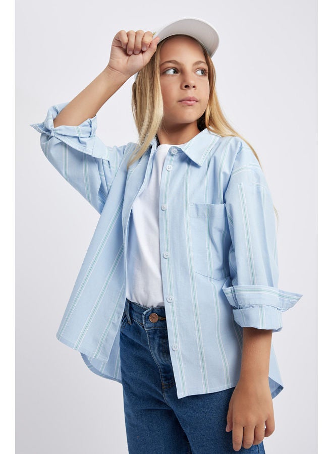 Girl Woven Regular Fit Long Sleeve Shirt