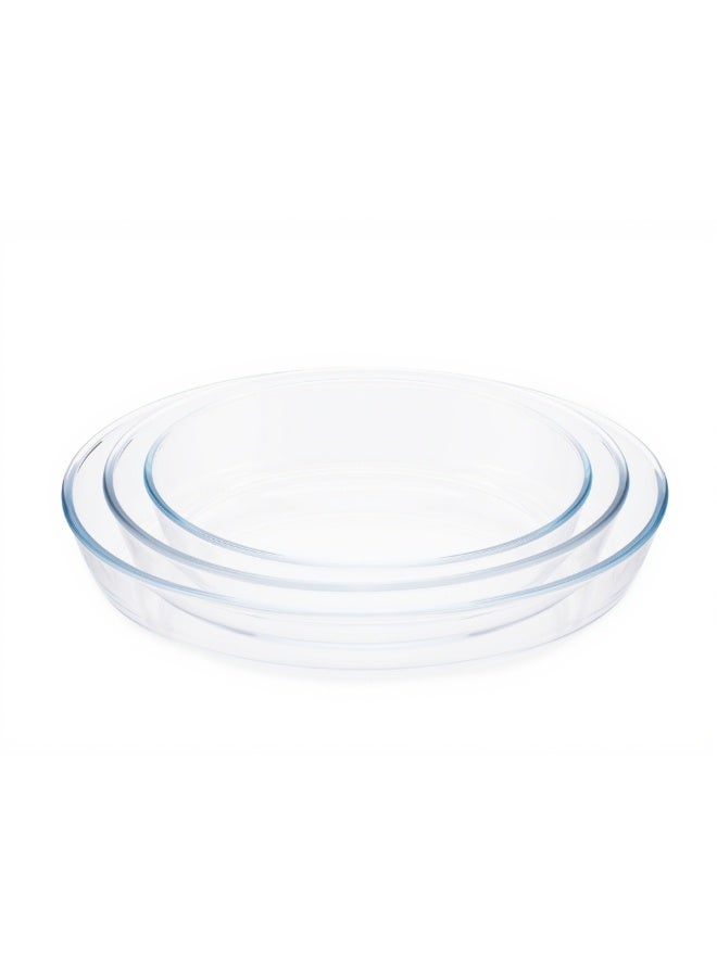 IKOO GLASS 3 Piece Oven Tray Set - Made Of Glass - Oval - Large - Baking Dish - Oven Tray - Cake Trays - Oven-Pan - Cake Mold - 3 Piece set - Image 3