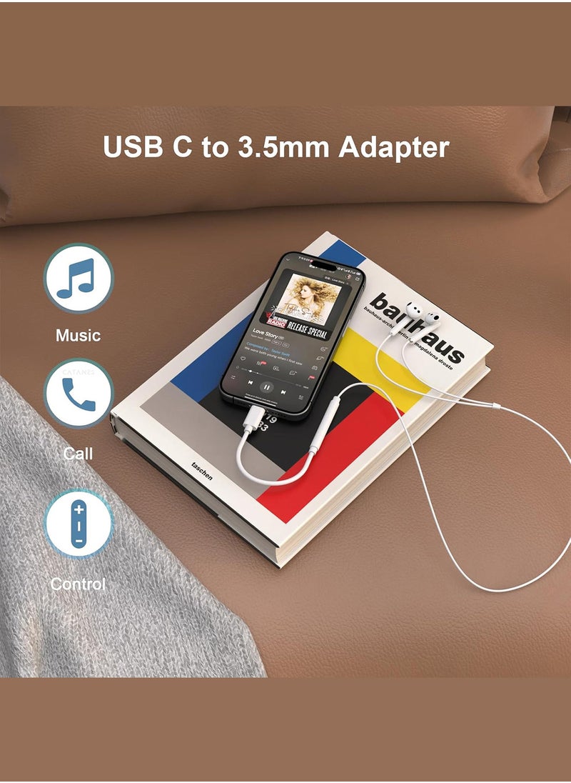 CATANES - ( Compatible for iPhone 15 Pro Max and iPhone 16 Pro Max ) USB C to 3.5mm AUX Jack Adapter Type C to Headphone Jack Adapter / White Colour - Image 1