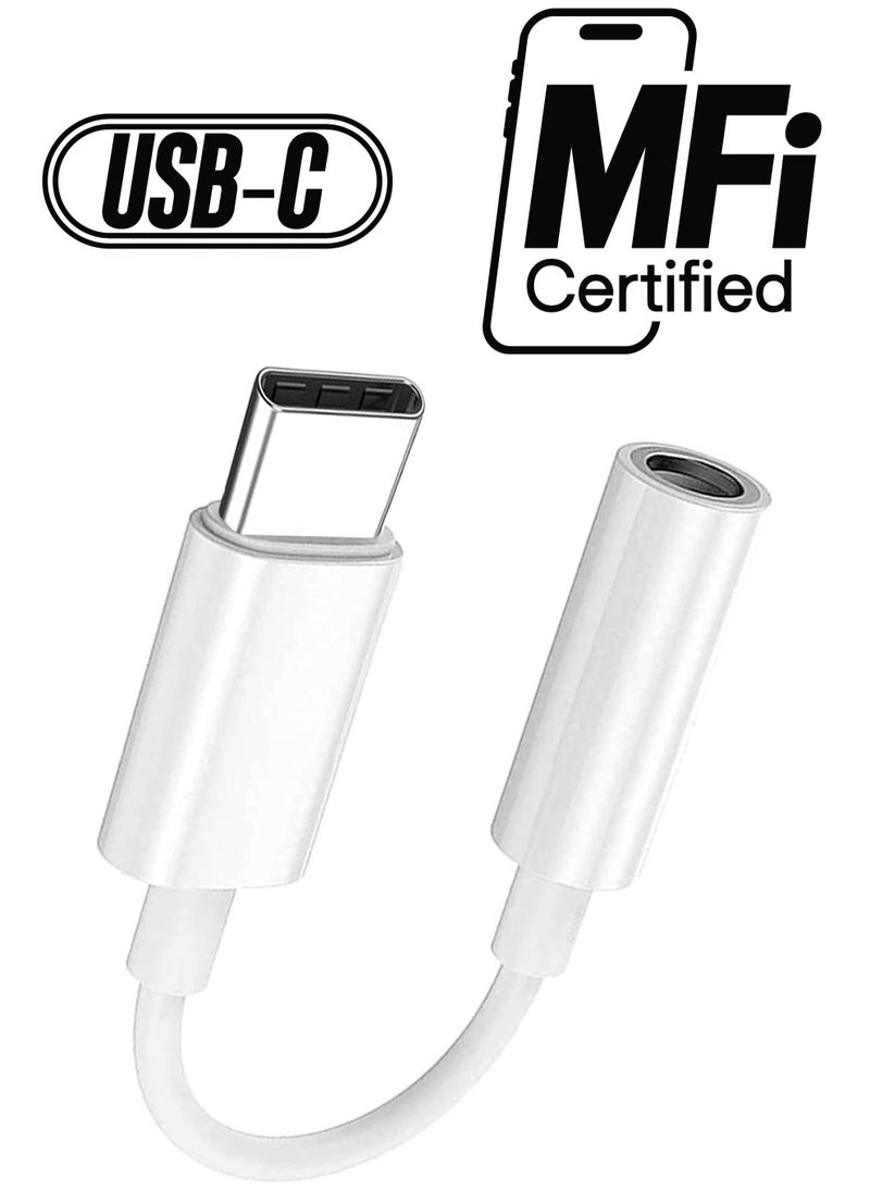 CATANES - ( Compatible for iPhone 15 Pro Max and iPhone 16 Pro Max ) USB C to 3.5mm AUX Jack Adapter Type C to Headphone Jack Adapter / White Colour - Image 1