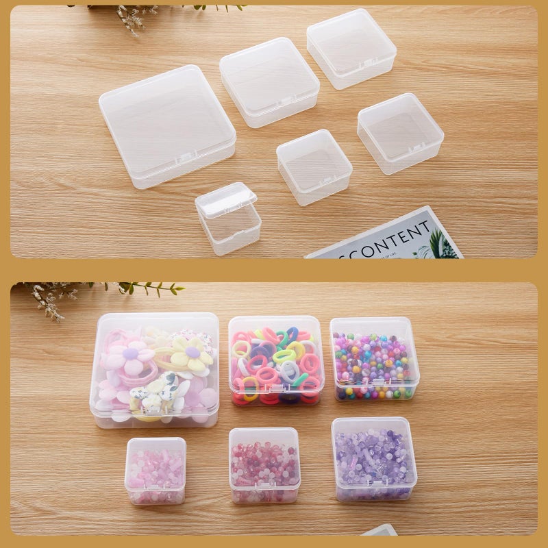 Goodma 18 Pieces Square Empty Mini Clear Plastic Organizer Storage Box Containers with Hinged Lids for Small Items and Other Craft Projects (2.56 x 2.56 x 1.38 inch) - Image 5
