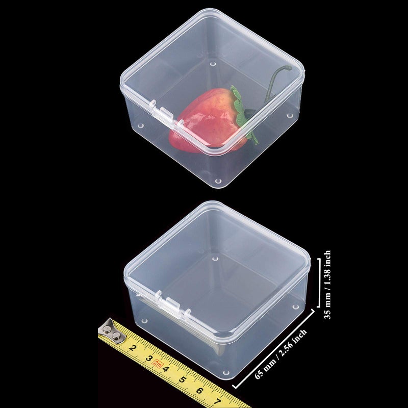 Goodma 18 Pieces Square Empty Mini Clear Plastic Organizer Storage Box Containers with Hinged Lids for Small Items and Other Craft Projects (2.56 x 2.56 x 1.38 inch) - Image 2