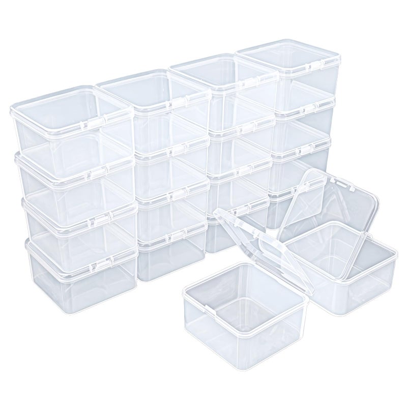 Goodma 18 Pieces Square Empty Mini Clear Plastic Organizer Storage Box Containers with Hinged Lids for Small Items and Other Craft Projects (2.56 x 2.56 x 1.38 inch) - Image 1