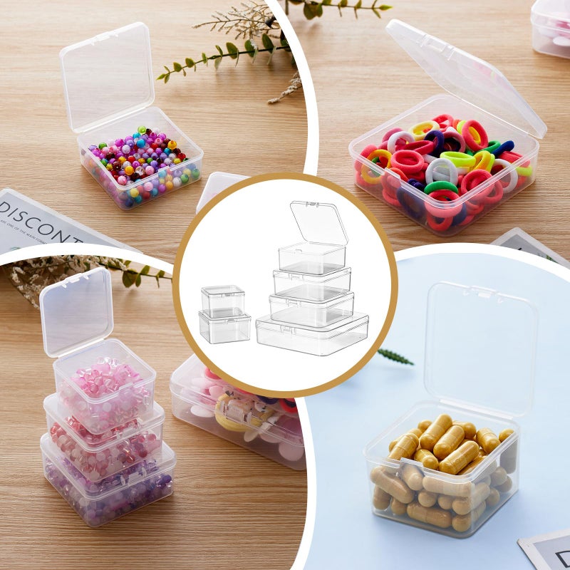 Goodma 18 Pieces Square Empty Mini Clear Plastic Organizer Storage Box Containers with Hinged Lids for Small Items and Other Craft Projects (2.56 x 2.56 x 1.38 inch) - Image 4