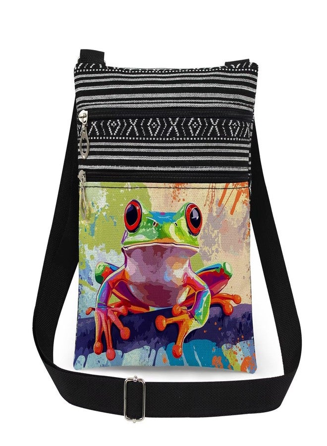 XiaoGalaee Neon Amphibian Frog Print Crossbody Bag Unisex Crossbody with Adjustable Strap Frog Lovers Gifts for Birthday Holiday Travel Messenger bag - Image 1