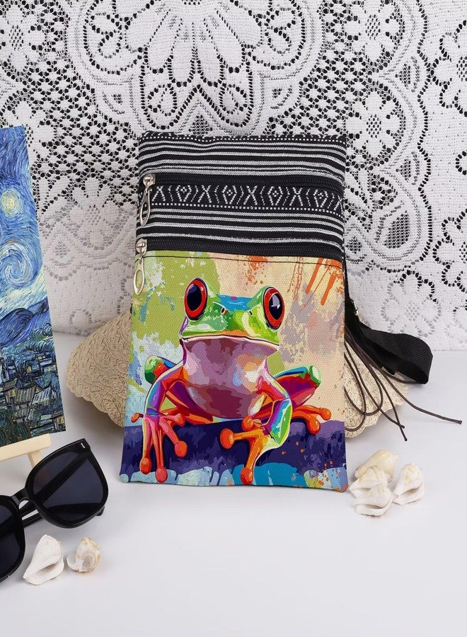 XiaoGalaee Neon Amphibian Frog Print Crossbody Bag Unisex Crossbody with Adjustable Strap Frog Lovers Gifts for Birthday Holiday Travel Messenger bag - Image 3