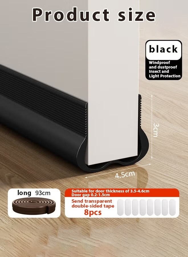 1/2/3PCS Door Draft Stopper, Door Seal, Door Sweep, Under Door Seal, Door Bottom Draft Blocker, Weather Stripping, Gap Stopper, Windbreak Strip, Sealing Strip Noise Insulation, Noise Reduction, Dust Blocking, Breeze Blocker, Sound Blocking, Light Blocking, Smell Blocking, Weatherproof, Silent, Self-adhesive, Adjustable, Twin Draft Seal FOR Exterior Doors, Interior Doors, Bedroom Doors, Glass Doors, Door Frame, Bottom of Doors, Window Gaps (BLACK) - Image 2